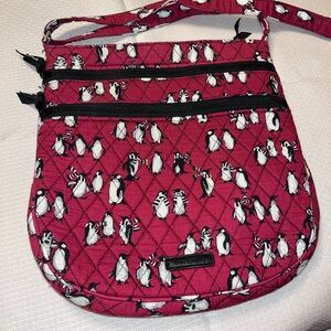 Vera Bradley trio hipster cross body in playful penguins red